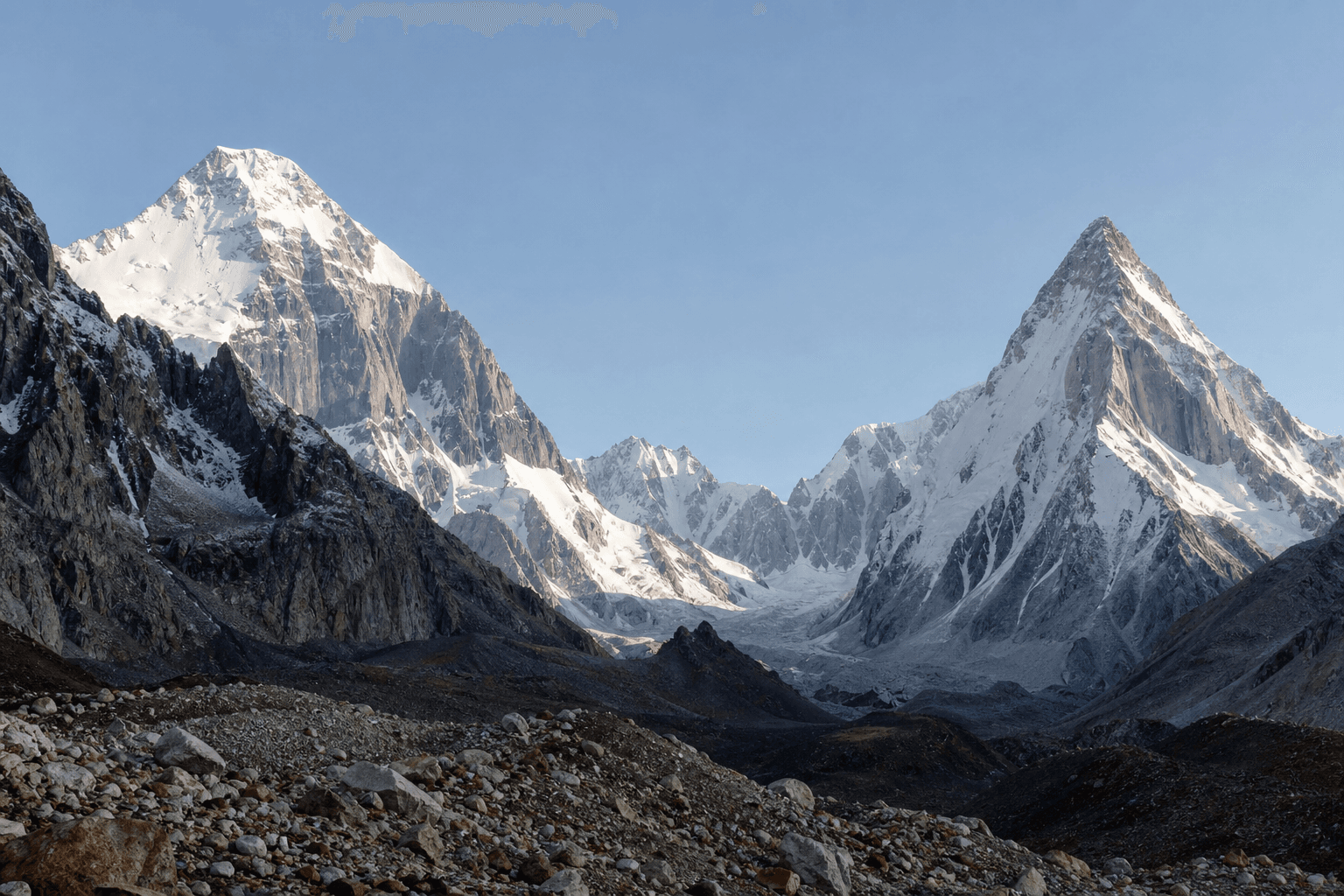 Snow-covered peaks and glaciers in the Karakoram